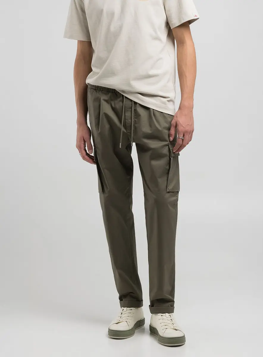 Calça Cargo Cós Com Elástico E Amarração Verde Biosphere Lcecci