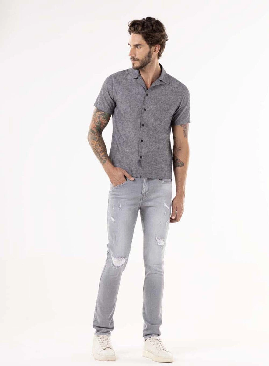 Calça Jeans Anbass Skinny Cinza Claro Indigo Lcecci