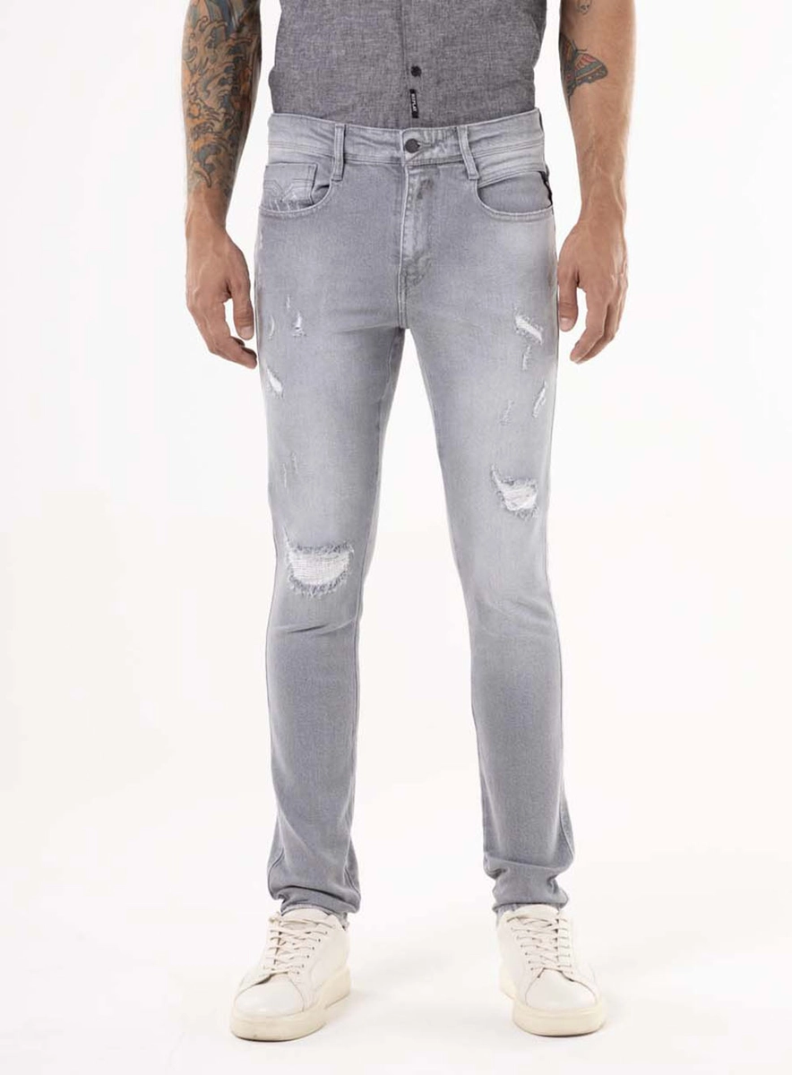 Calça Jeans Anbass Skinny Cinza Claro Indigo Lcecci