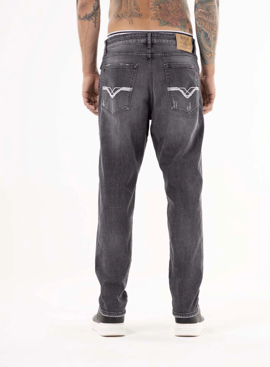 Calça Jeans Sandot Relaxed Tapared Original Black Índigo Preto Médio Lcecci