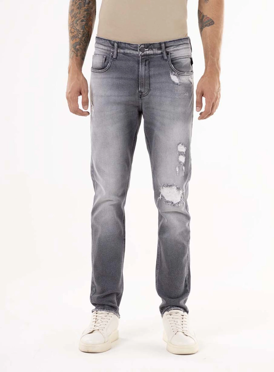 Calça Jeans Mickym Slim Tapered Aged Black Indigo Lcecci