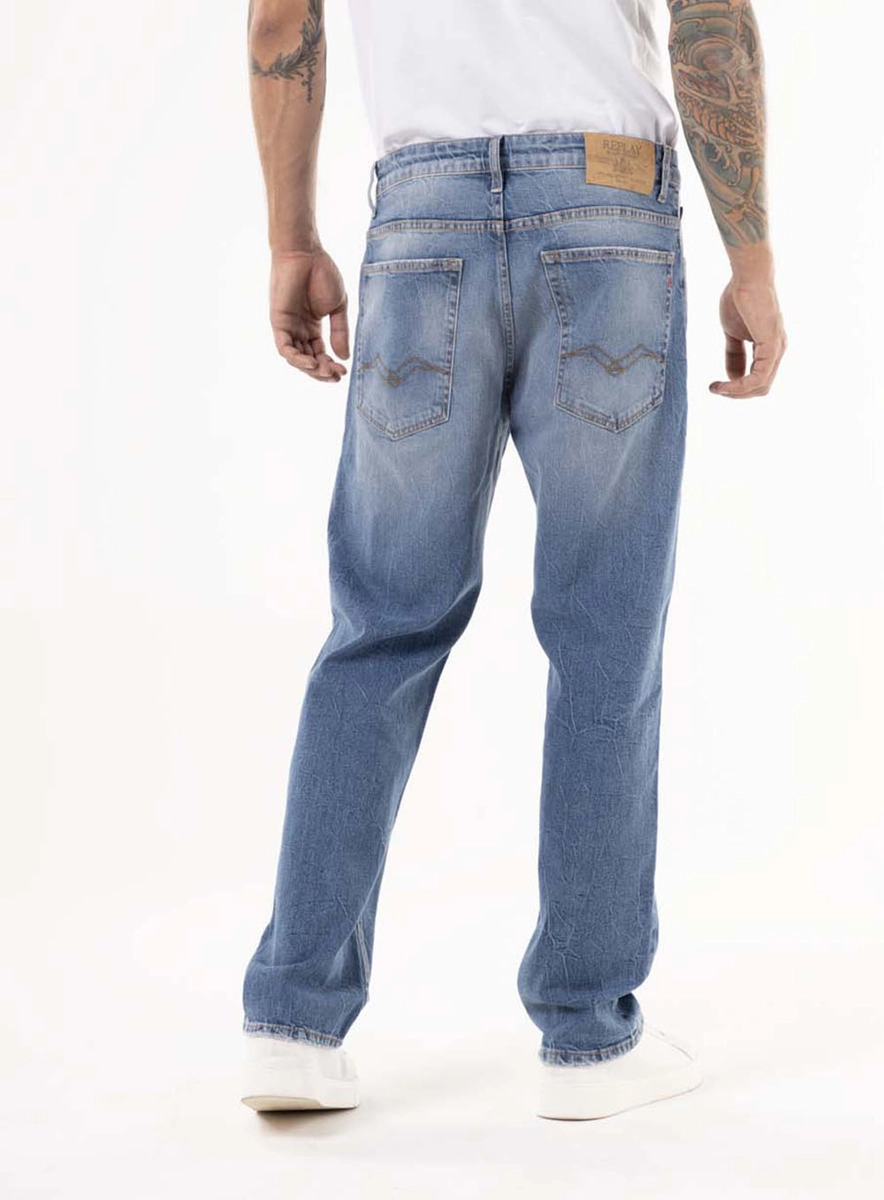 Calça Jeans Kyran Relaxed Original Blue Craquelado Índigo Médio Lcecci