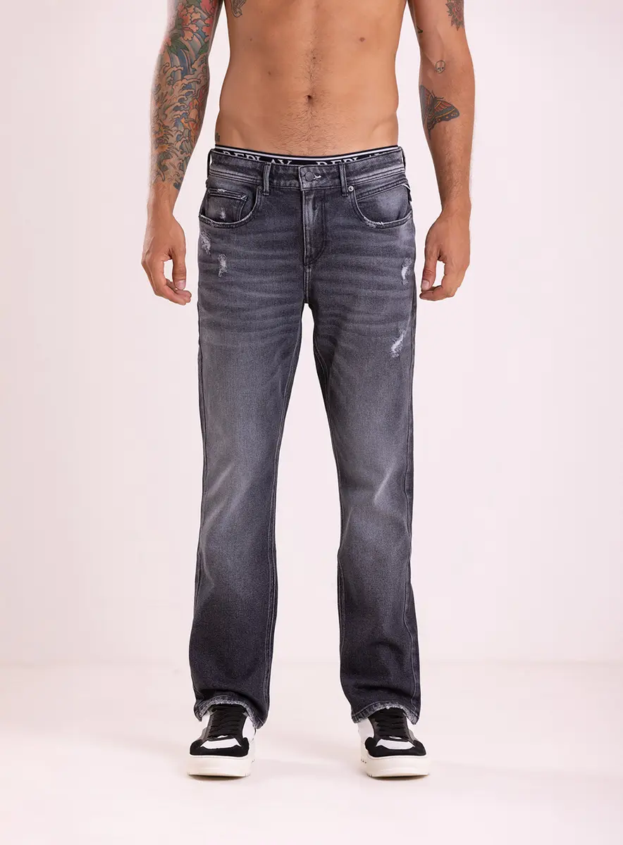 Calça Jeans Wilbi Regular Slim Aged Black Índigo Preto Médio Lcecci