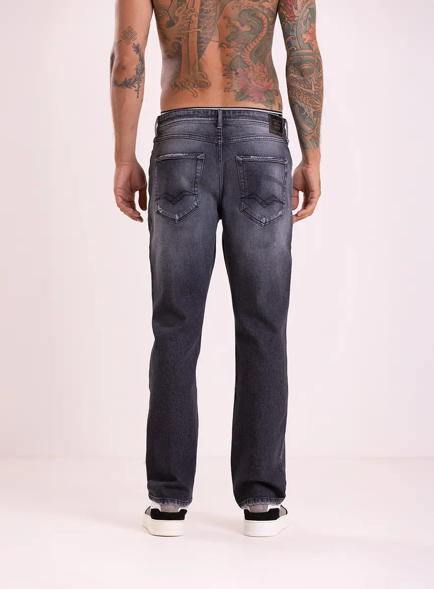 Calça Jeans Wilbi Regular Slim Aged Black Índigo Preto Médio Lcecci