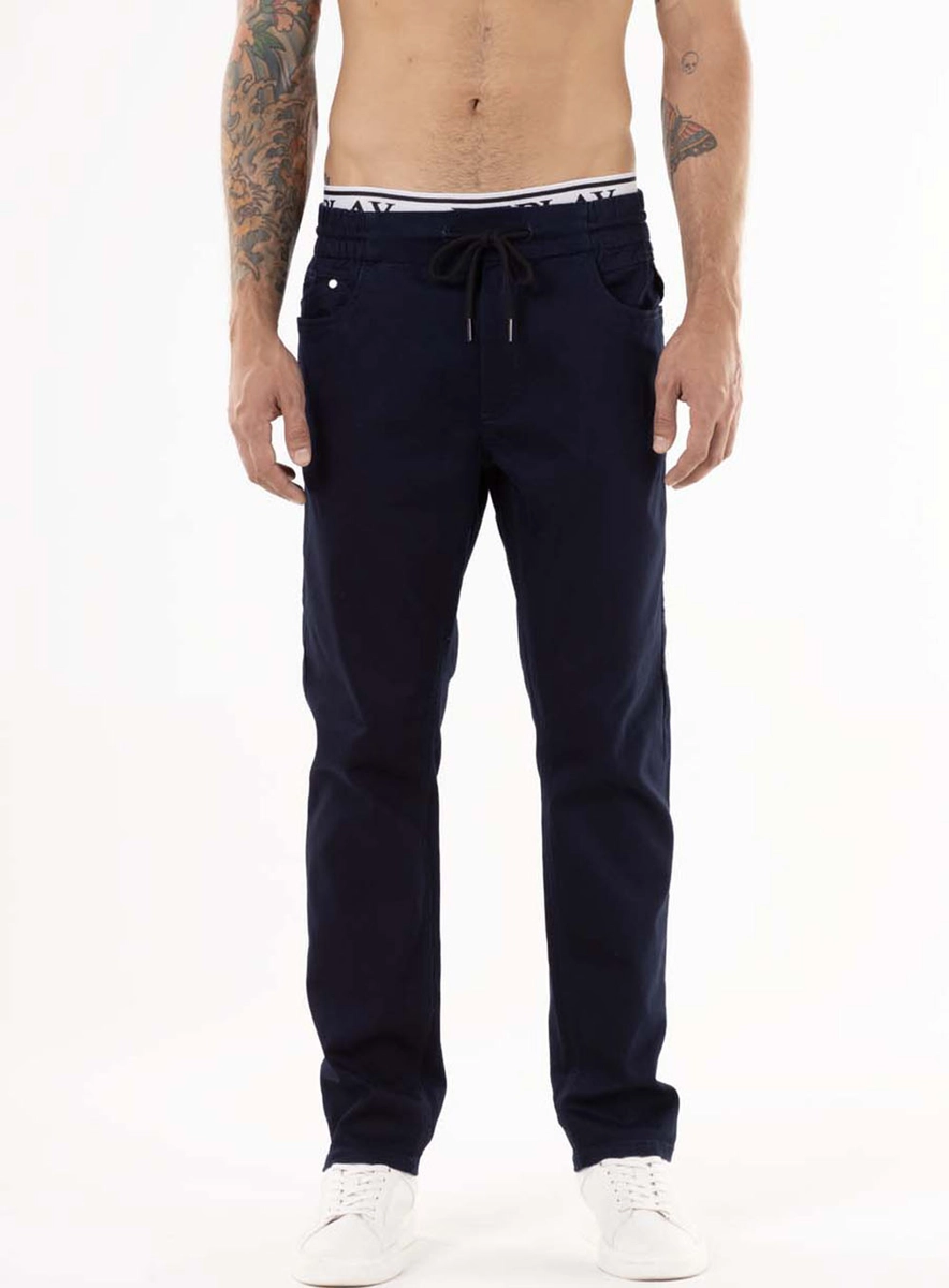 Calça Jeans Lanny Slim Tapered Cós Elástico Índigo Lcecci