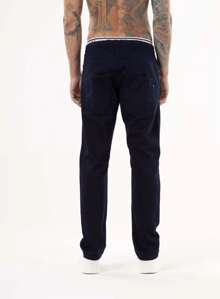 Calça Jeans Lanny Slim Tapered Cós Elástico Índigo Lcecci