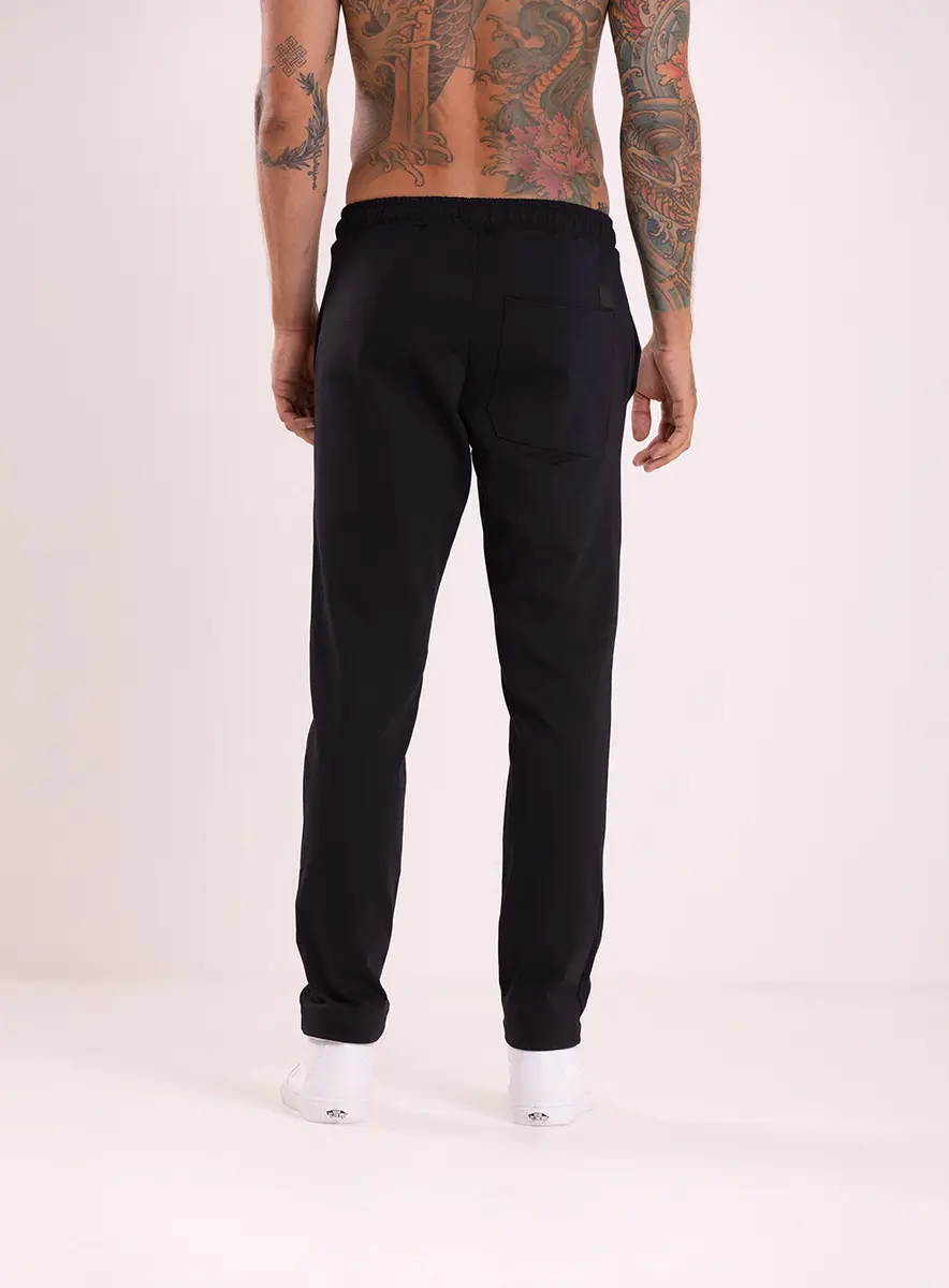 Calça Alfaiataria Jogger Cós Com Amarração Preto Lcecci