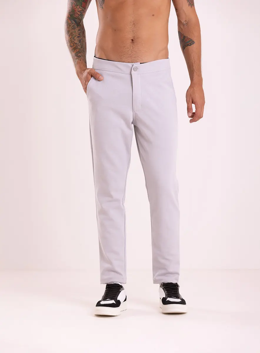 Calça De Malha Alfaiataria Texturizada Cinza Gravity Gray Lcecci