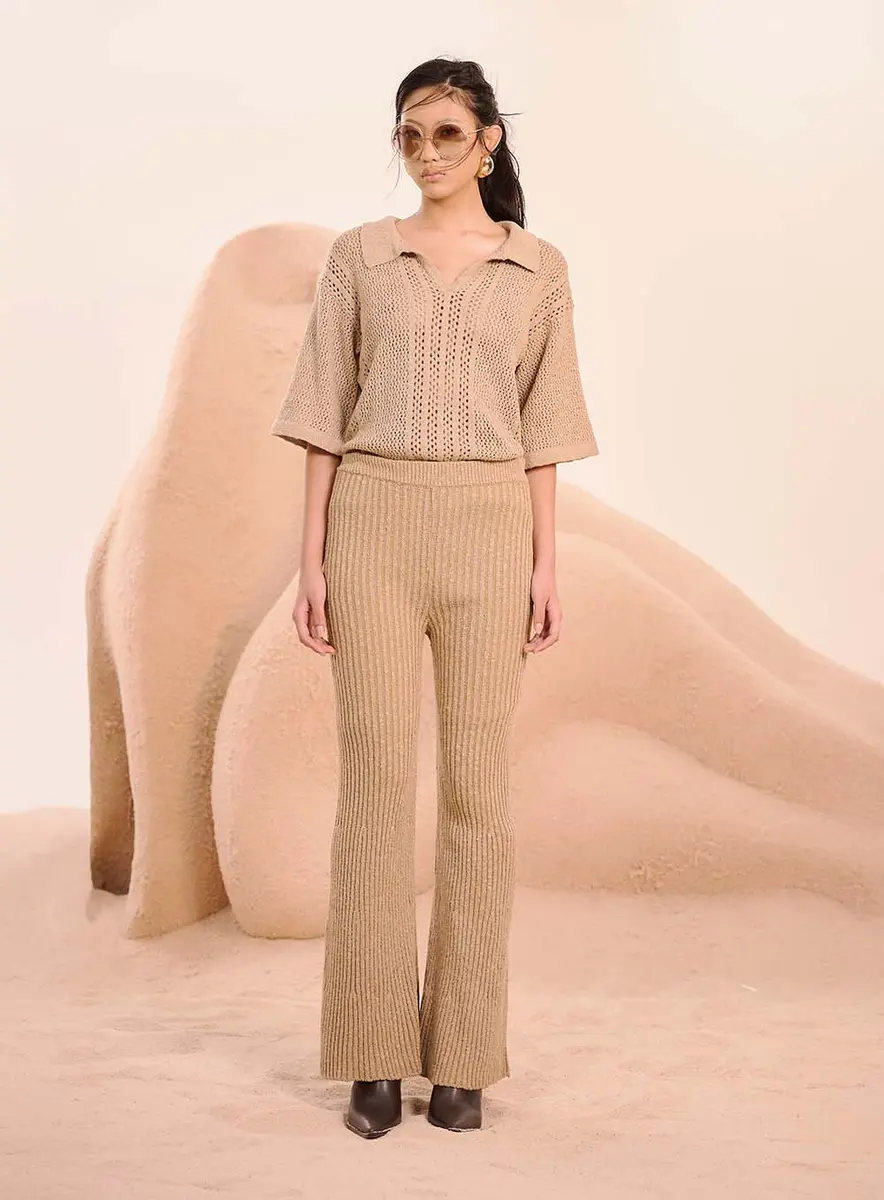 Calça Tricô Aconchego Marinho Marrom Foxtrot Souisy