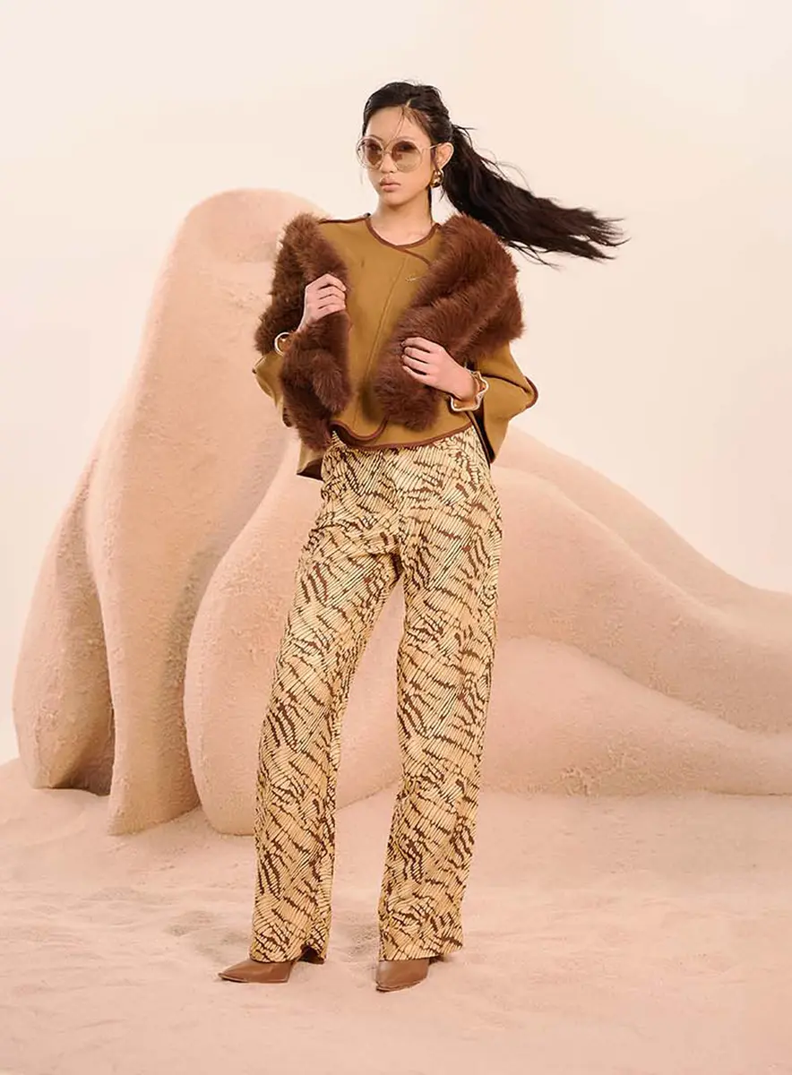 Calça Feminina Alfaiataria Pantalona Estampada Estampados Souisy