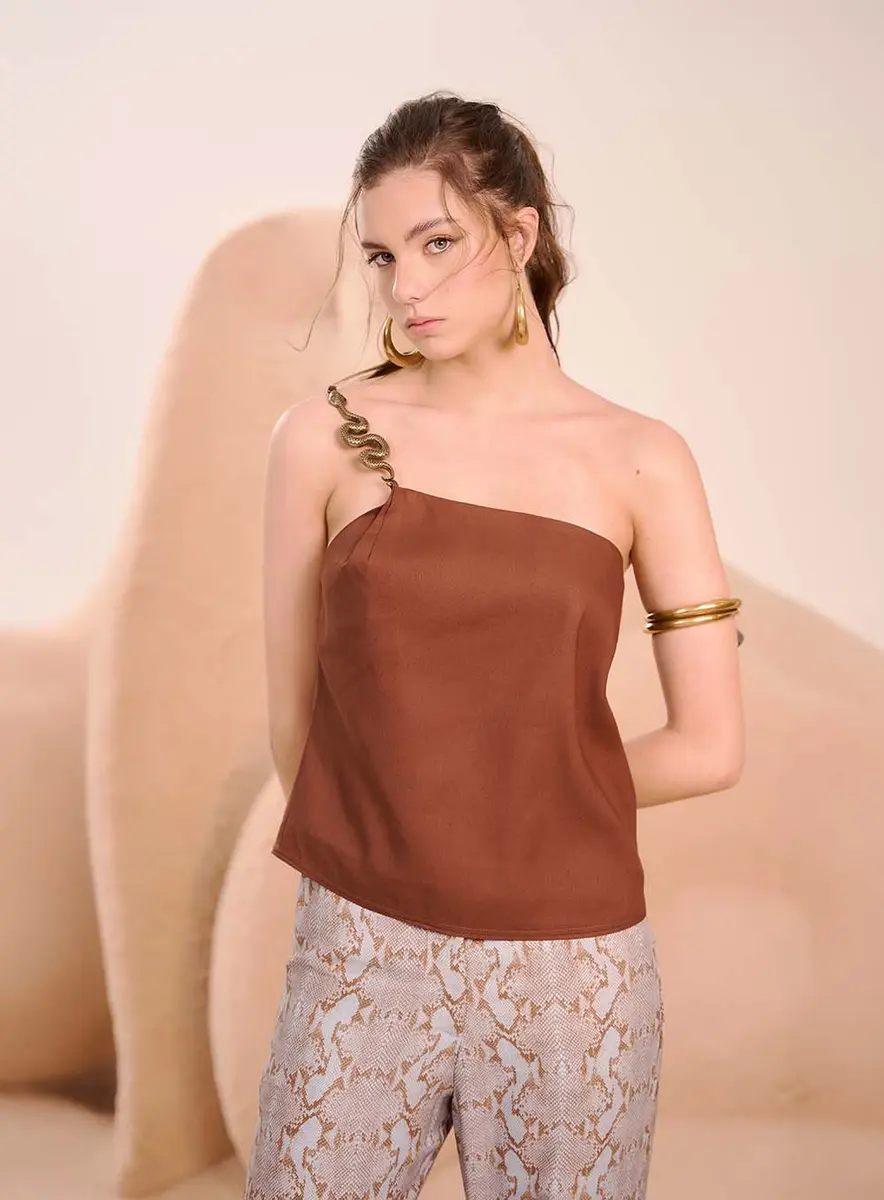 Blusa Linho Marrom Malfitano Souisy