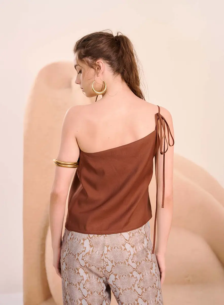 Blusa Linho Marrom Malfitano Souisy