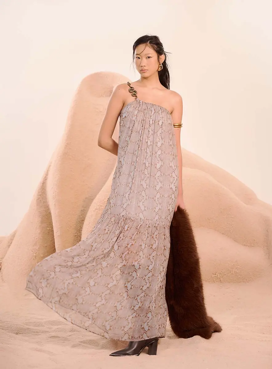 Vestido Evasê Um Ombro Só Estampados Souisy