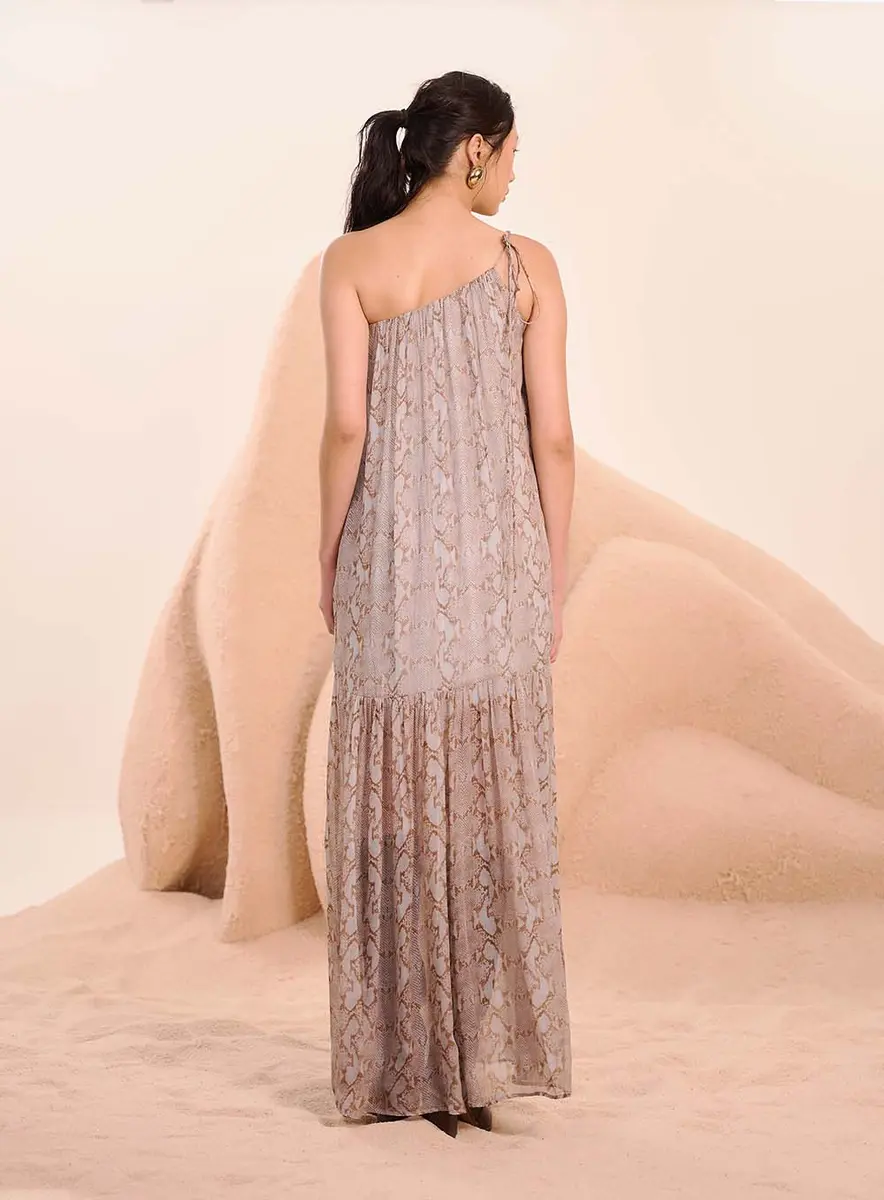 Vestido Evasê Um Ombro Só Estampados Souisy