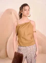 Blusa Drapê Caramelo
