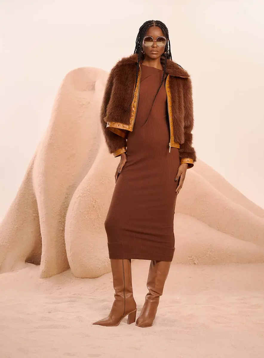 Vestido Ribado Terracota Marrom Malfitano Souisy