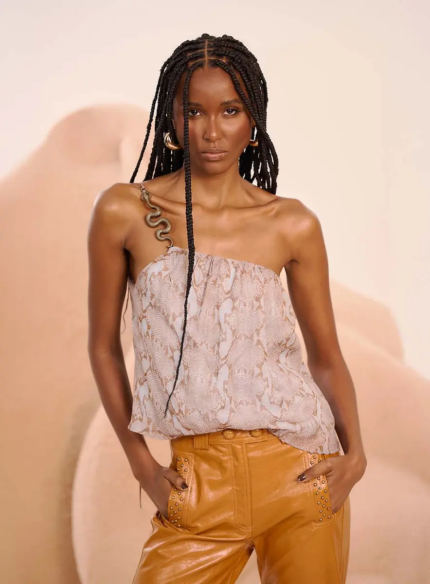 Blusa Serpente Uma Alça Estampados Souisy