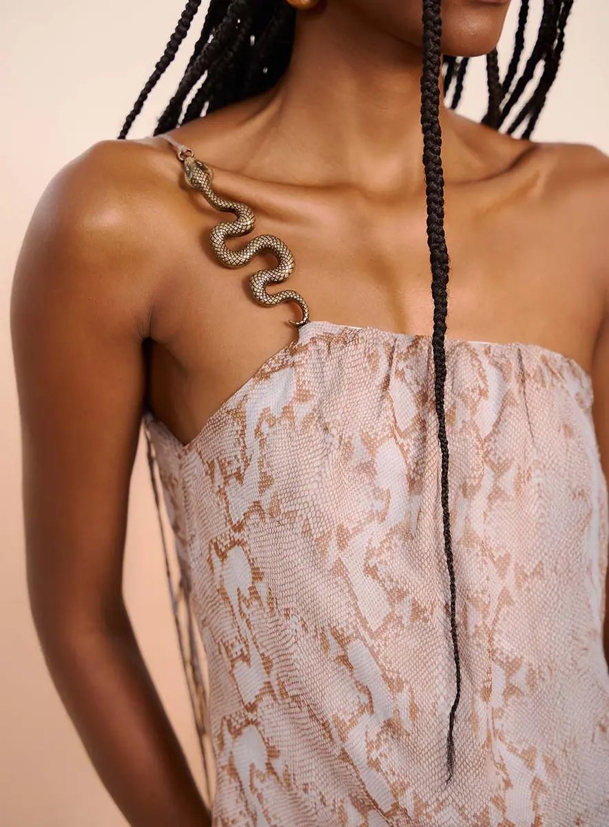 Blusa Serpente Uma Alça Estampados Souisy