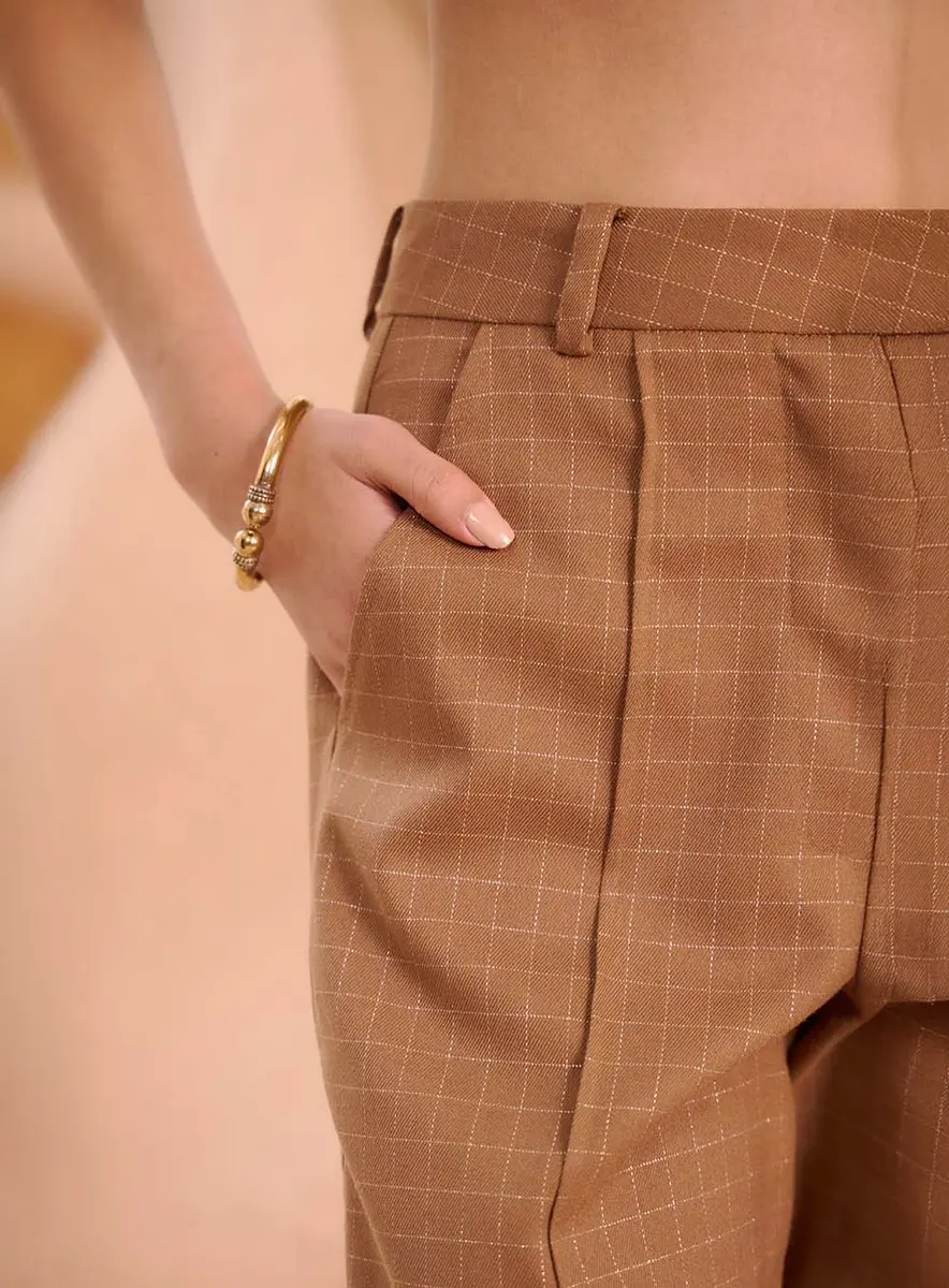 Calça Alfaiataria Com Xadrez Discreto Estampados Souisy