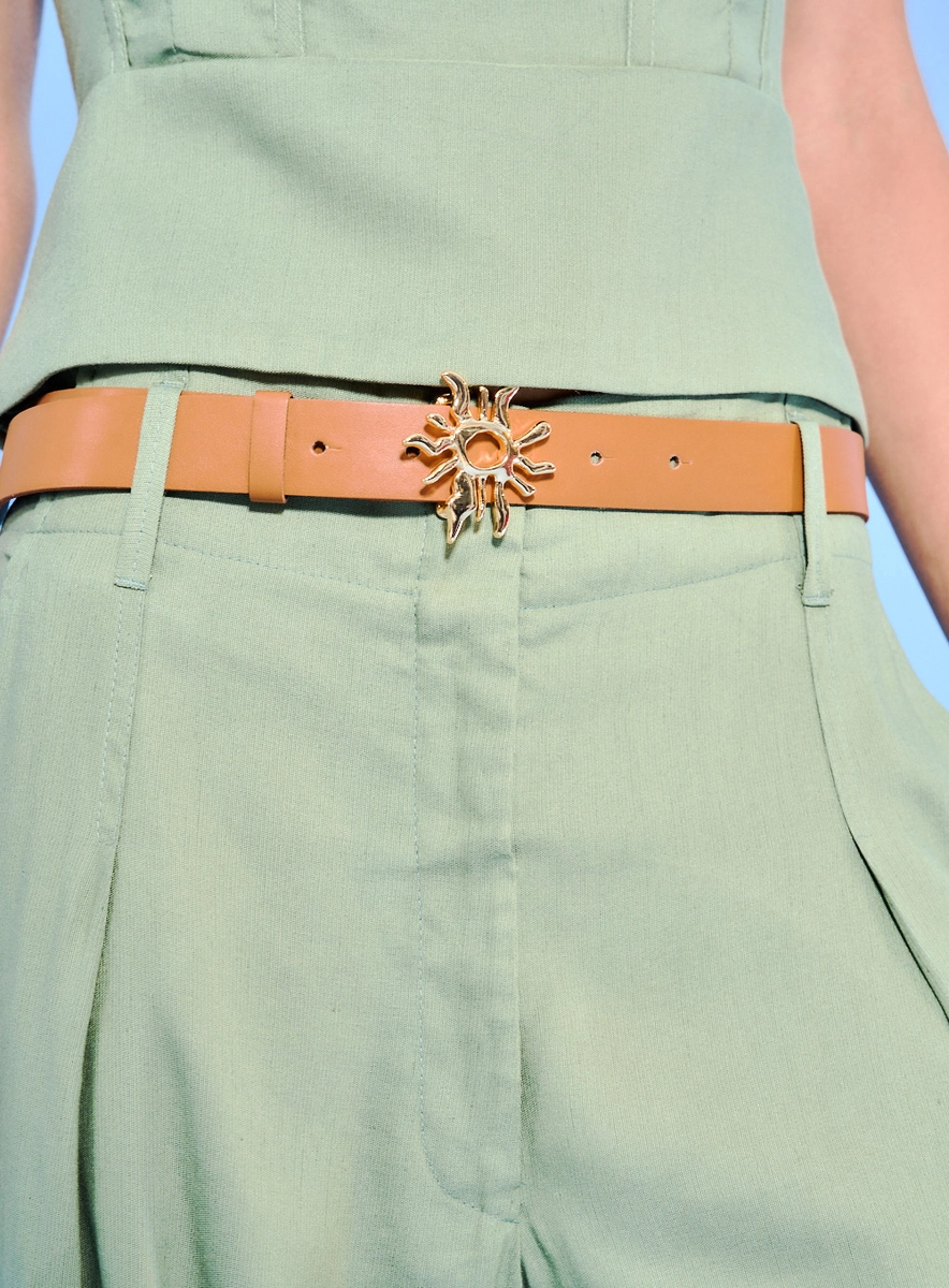 Calça Feminina Alfaiataria Com Cinto Verde Souisy