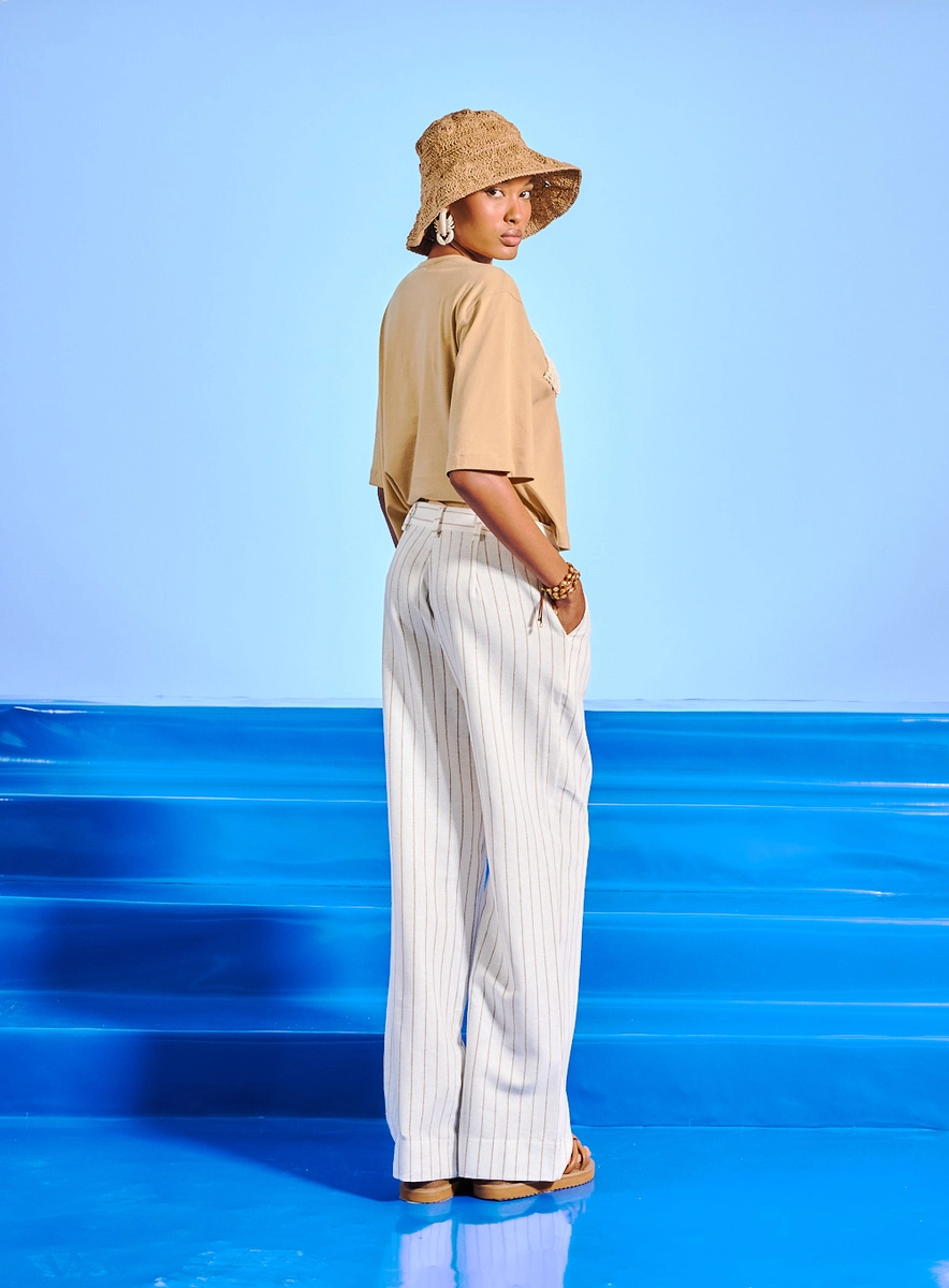 Calça Feminina Alfaiataria Comfort Listrada Estampados Souisy