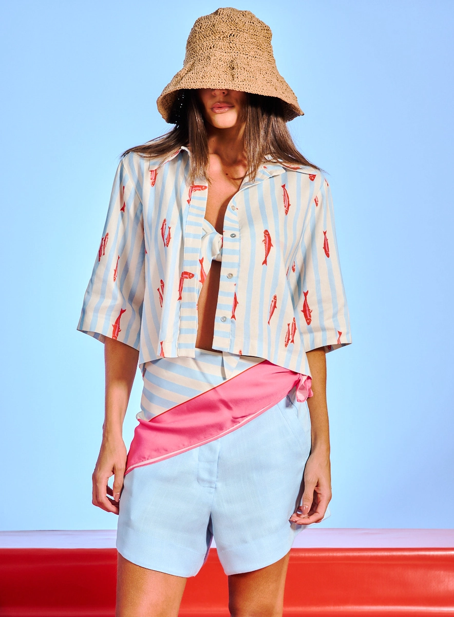 Camisa Feminina Alfaiataria Trespasse Estampada Estampados Souisy