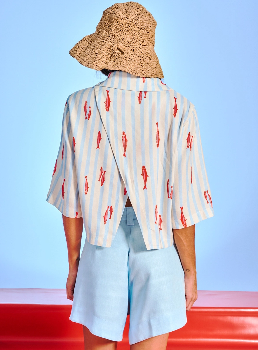 Camisa Feminina Alfaiataria Trespasse Estampada Estampados Souisy