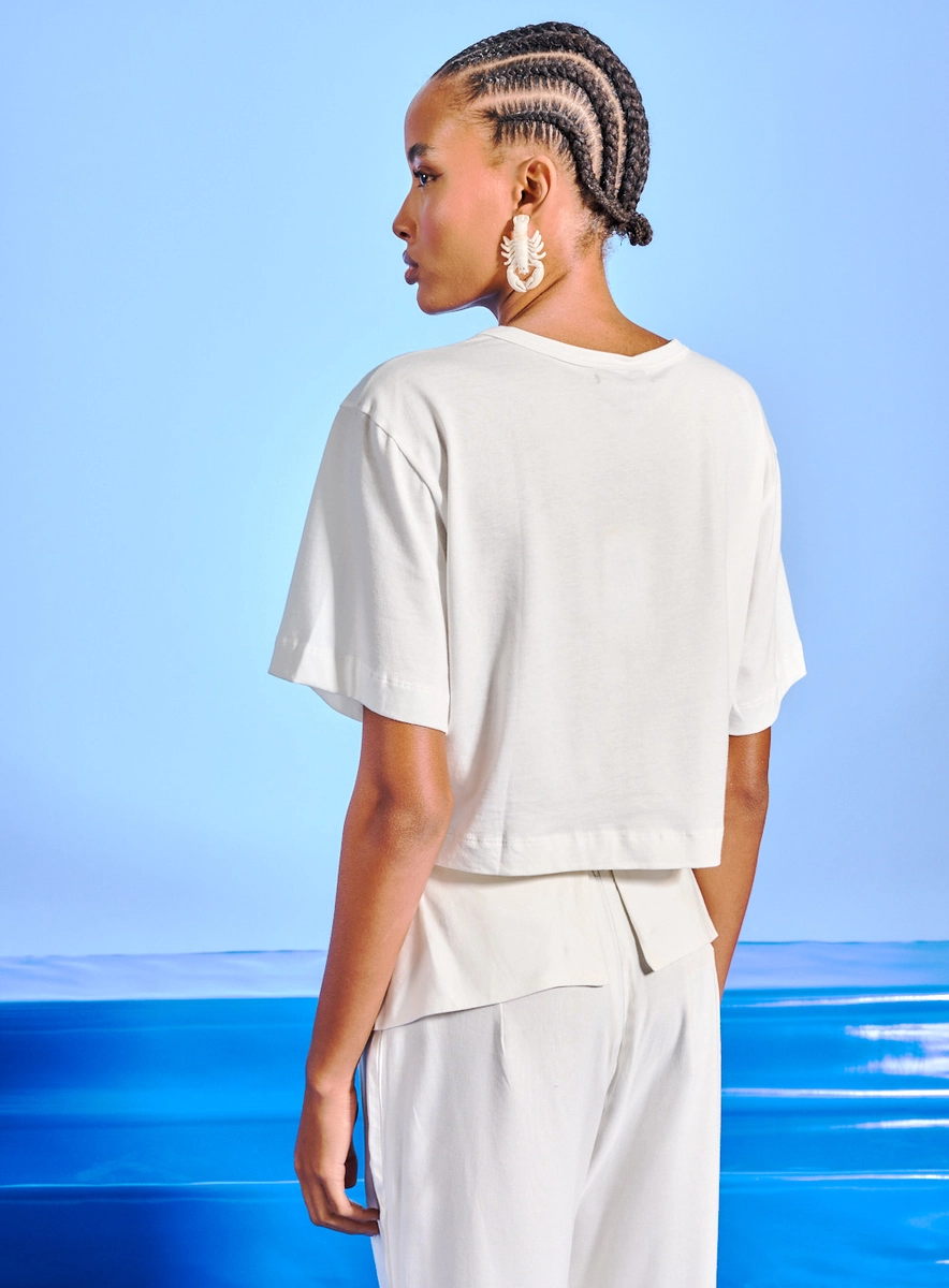 Blusa Feminina Malha Pima Com Bordado Off Shell Souisy