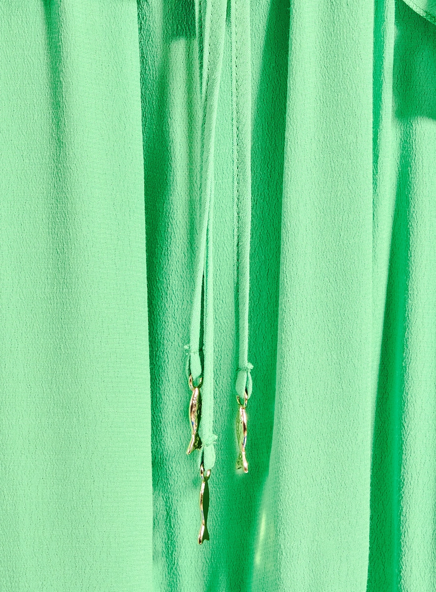 Vestido Curto Com Babados E Amarração Verde Souisy