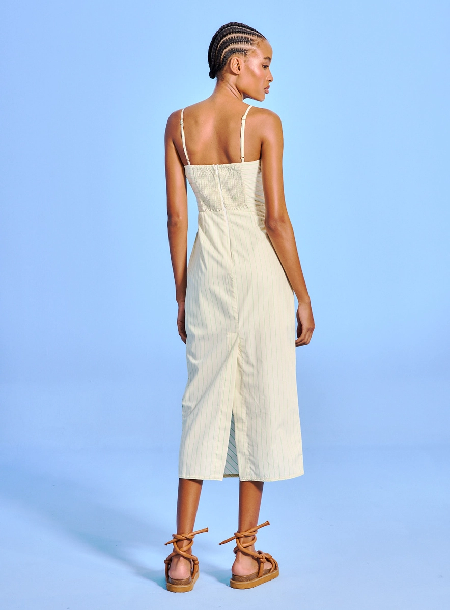 Vestido Decote Com Sobreposição Listrado Estampados Souisy