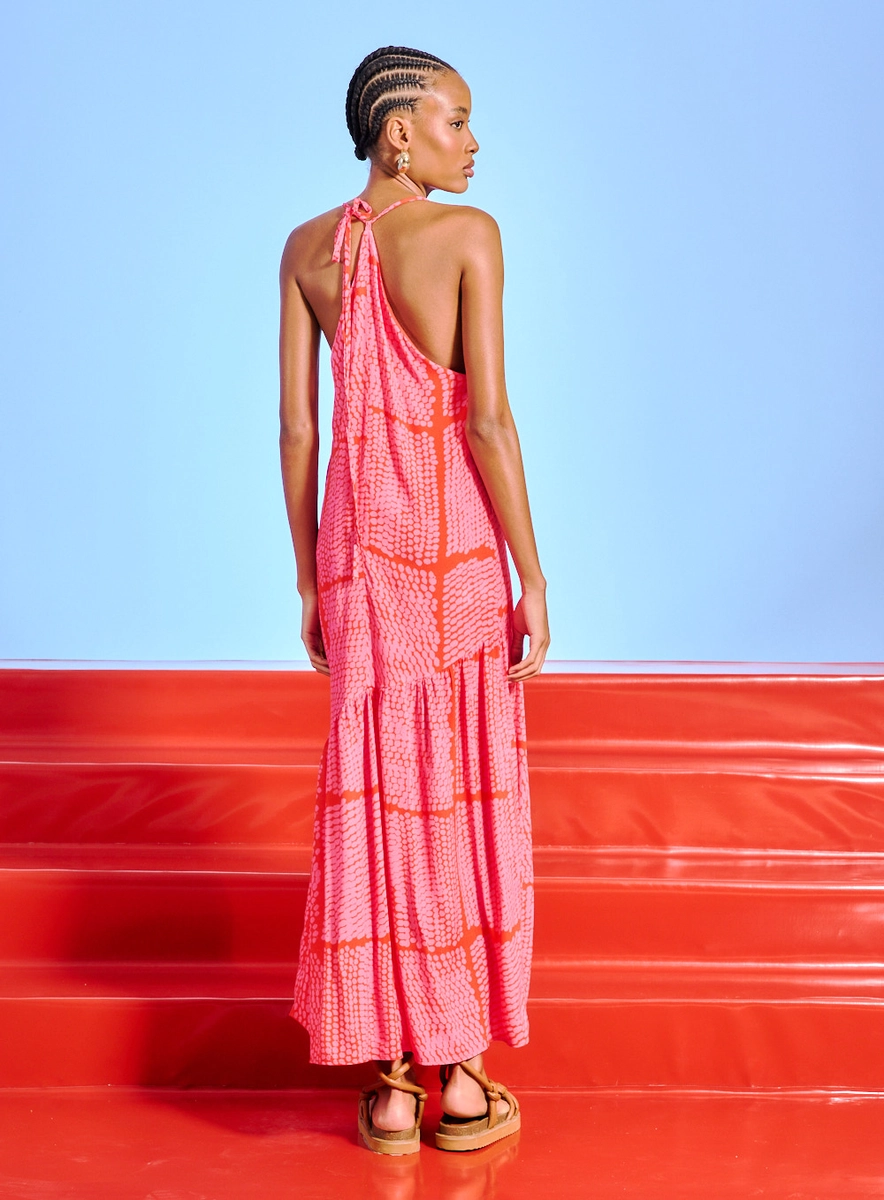 Vestido Alça Com Corrente E Decote Degagê Estampados Souisy