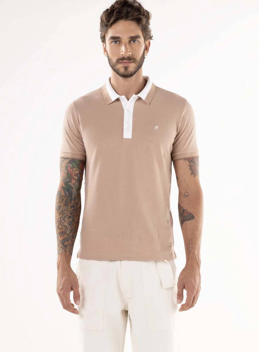 Camisa Polo Masculina Duo Color Bege Essencia Lcecci