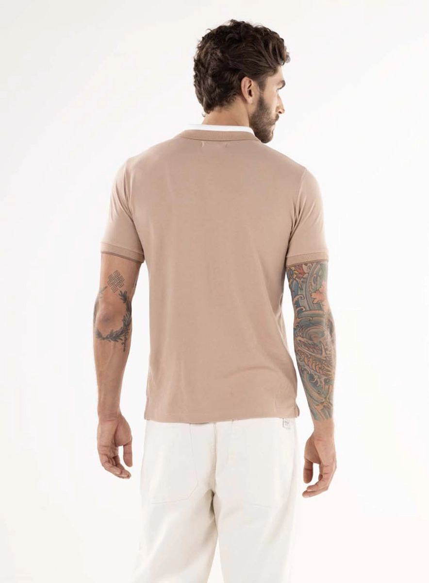 Camisa Polo Masculina Duo Color Bege Essencia Lcecci