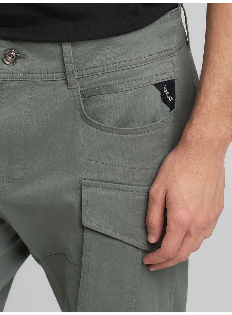 Calça Masculina Em Sarja Cargo Preto Lcecci