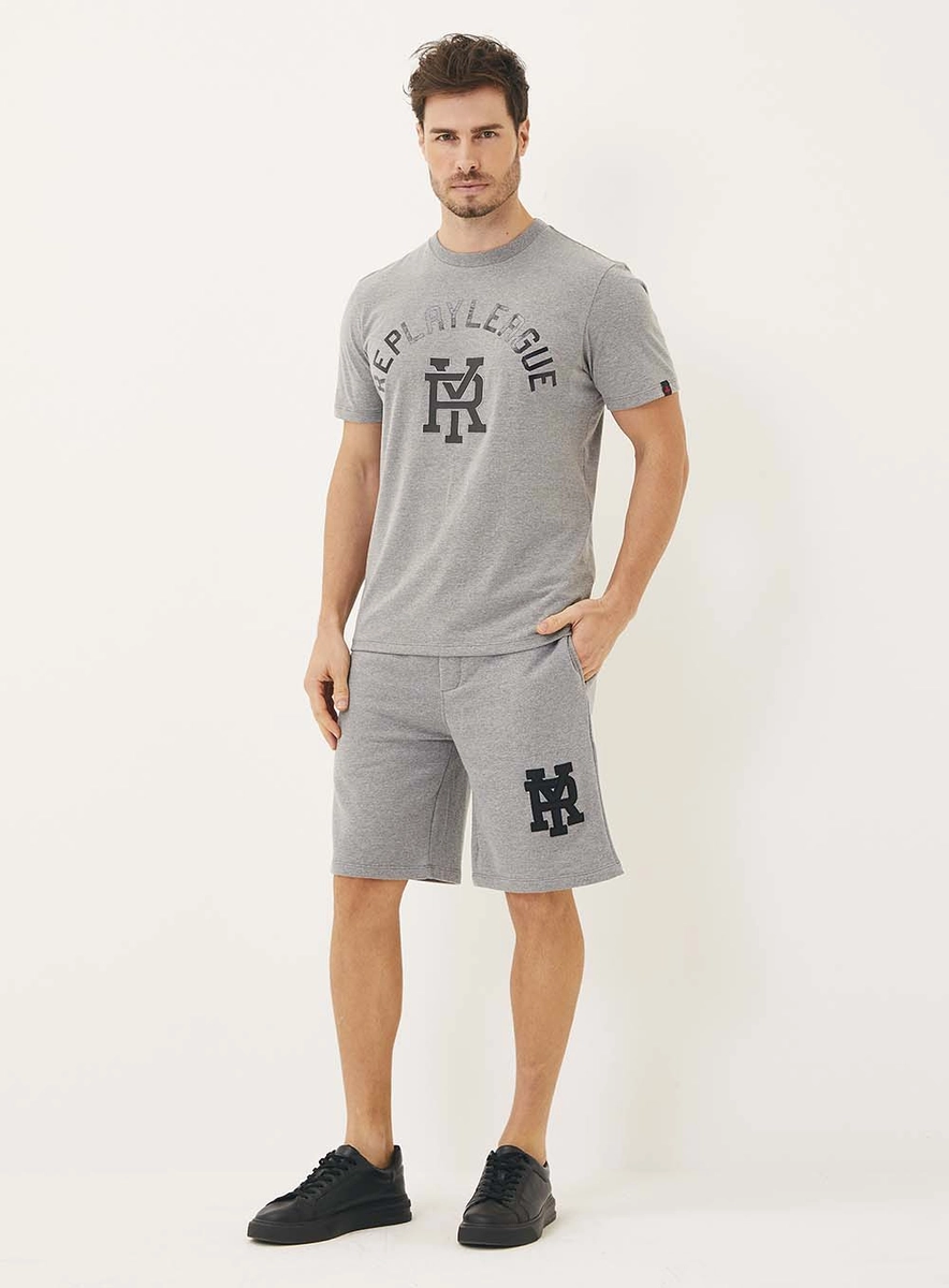 Bermuda Moletom Masculina Regular Cinza Lcecci