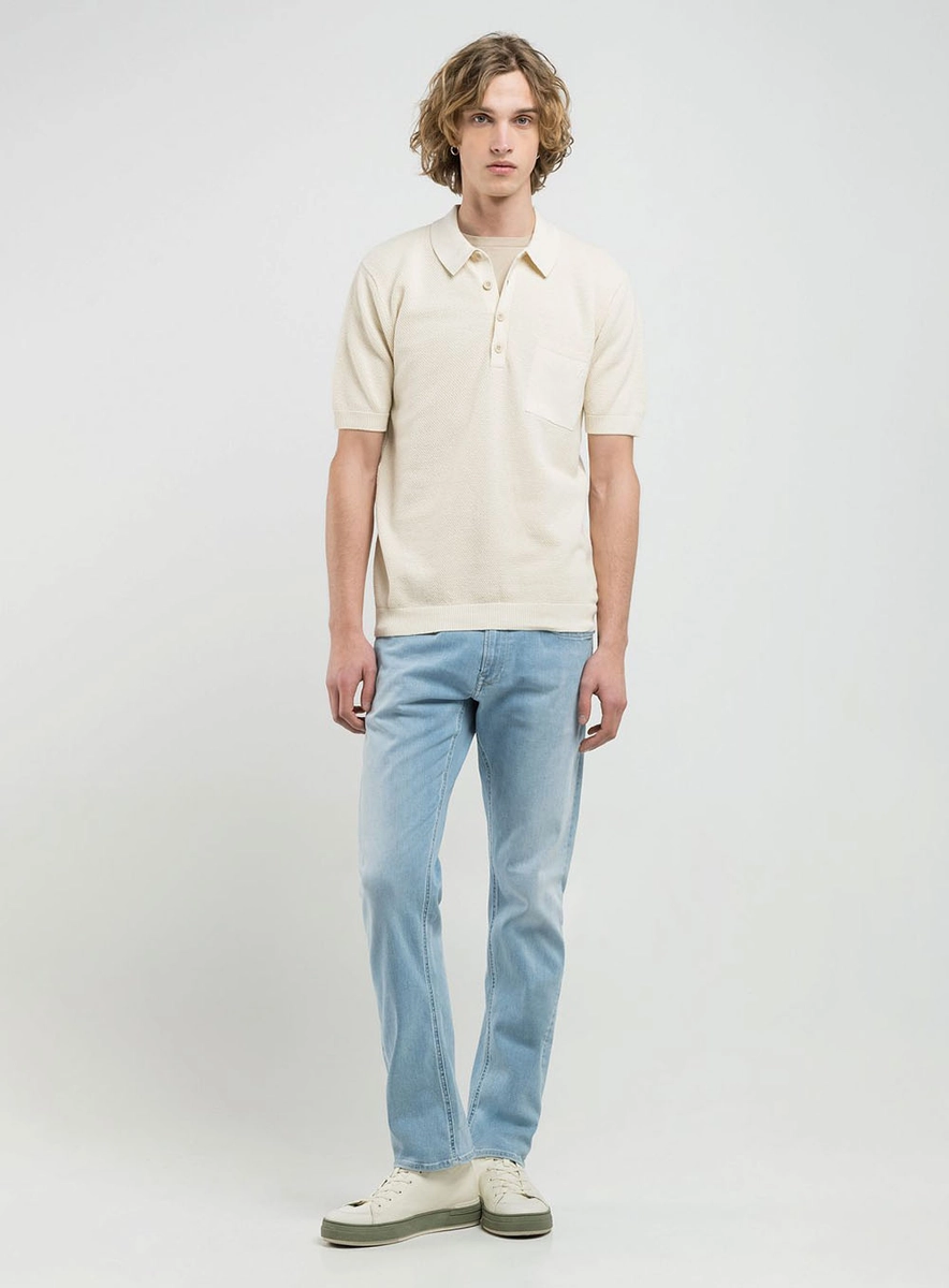 Polo Tricô Com Bolso Azul Lcecci