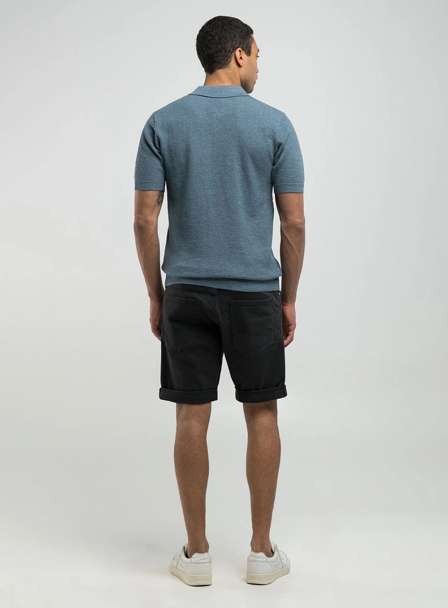 Polo Tricô Com Bolso Azul Lcecci