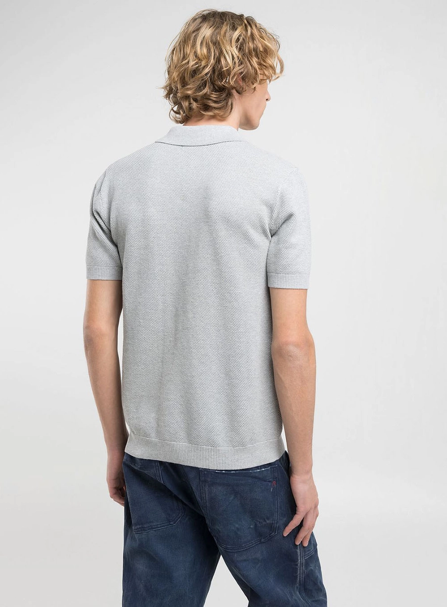 Polo Tricô Com Bolso Azul Lcecci