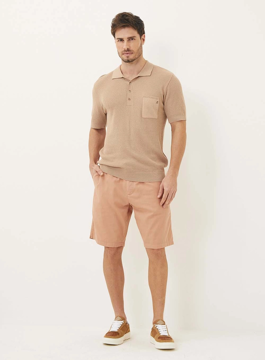 Polo Tricô Com Bolso Azul Lcecci