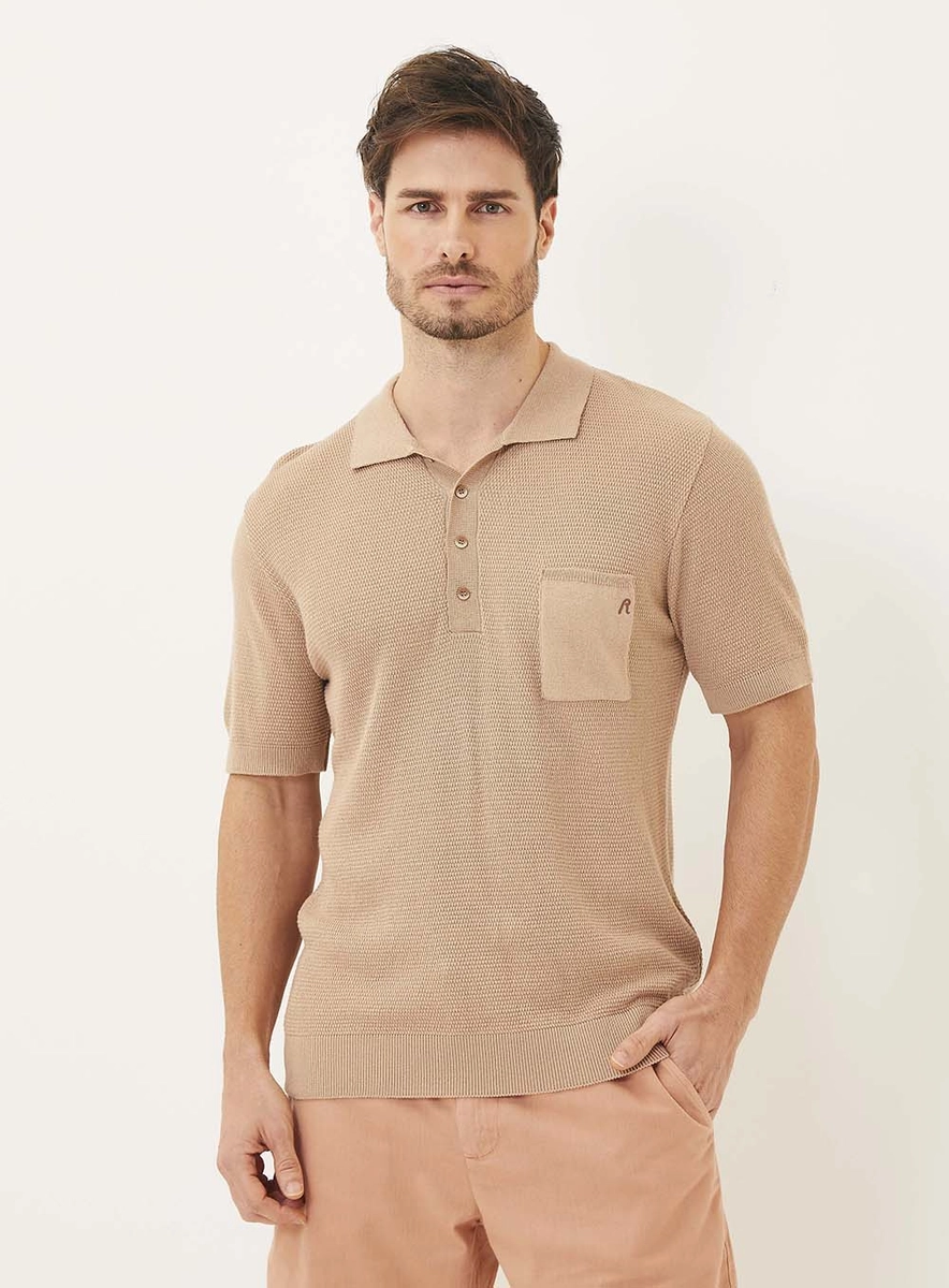Polo Tricô Com Bolso Azul Lcecci