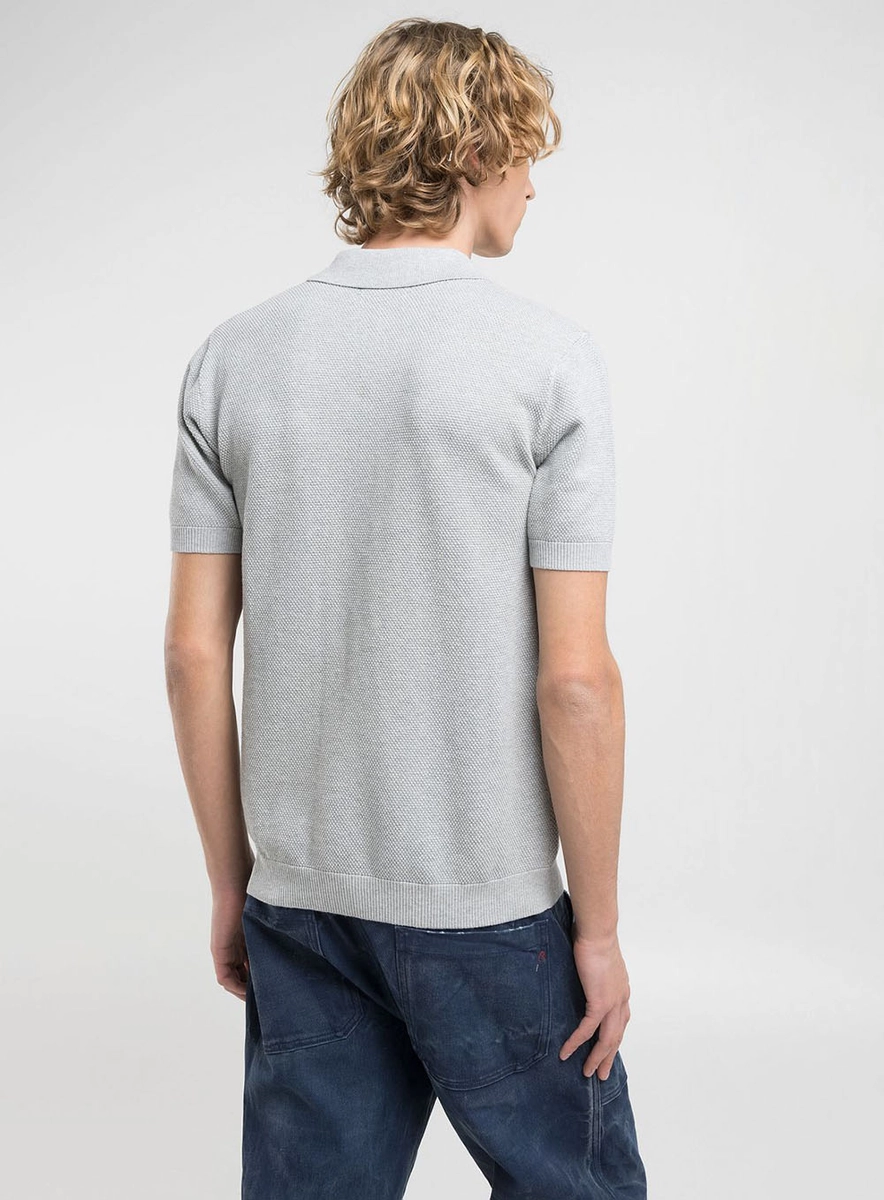 Polo Tricô Com Bolso Azul Lcecci