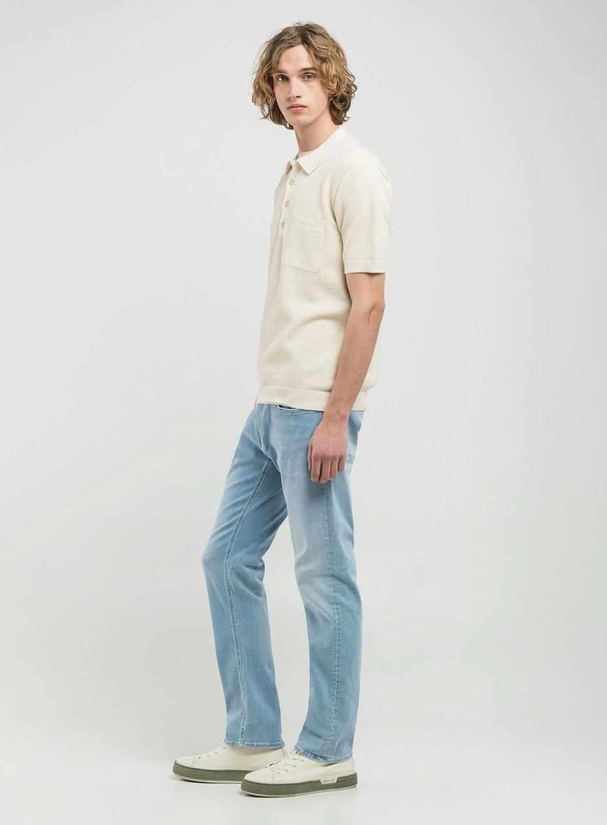 Polo Tricô Com Bolso Azul Lcecci