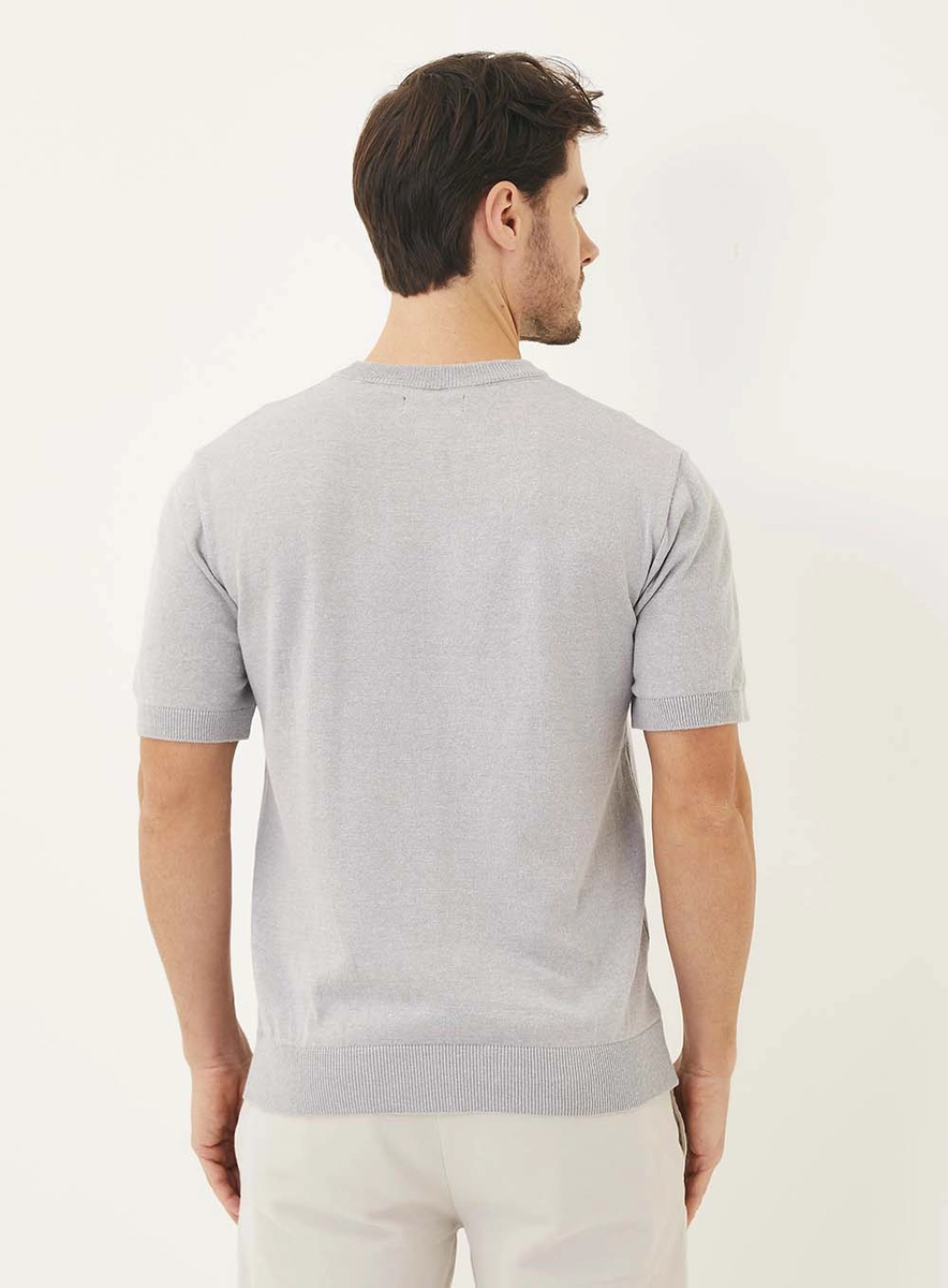 Camiseta Em Tricô Cinza Sand Lcecci