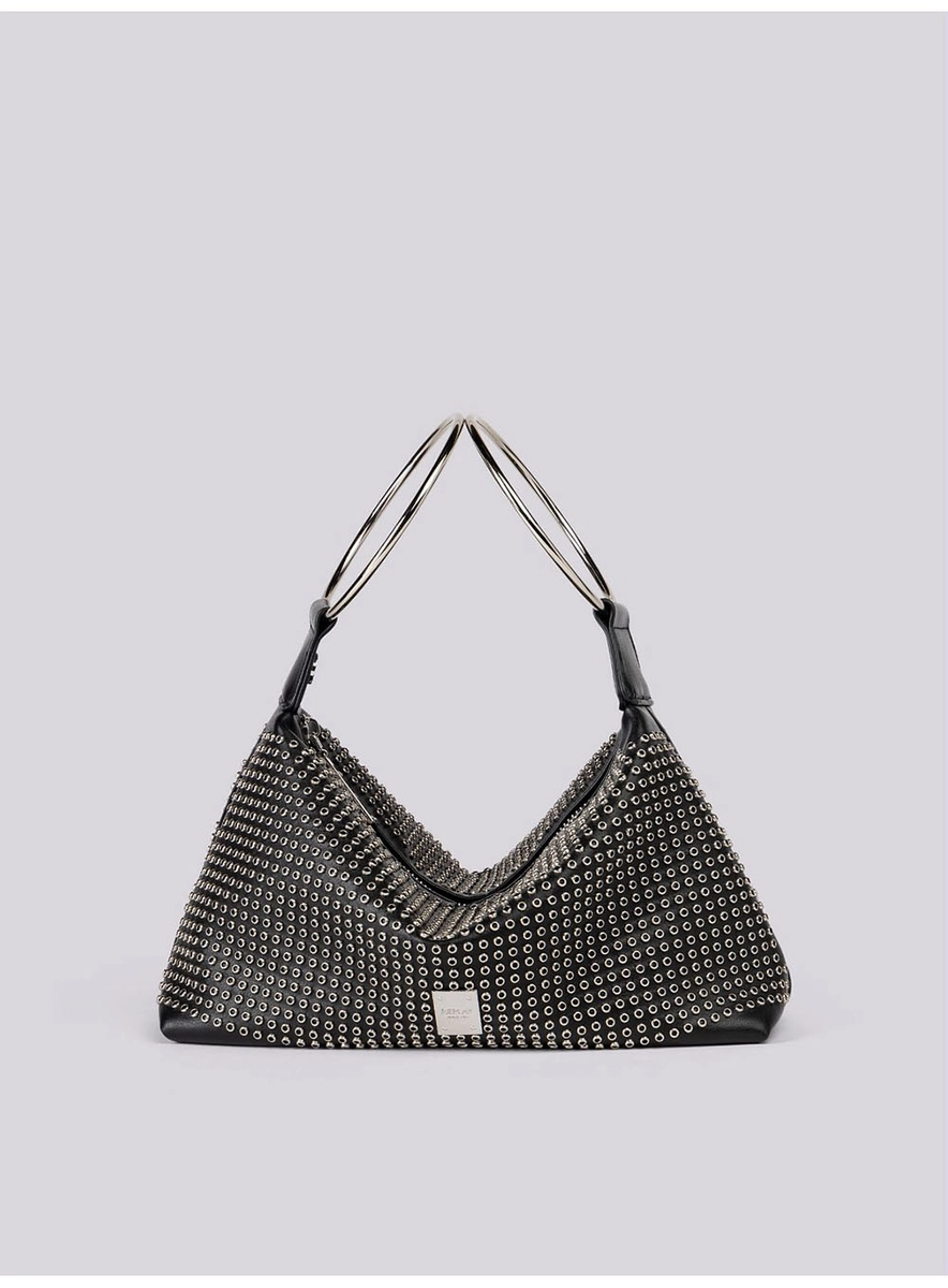 Bolsa Média Alça Em Argolas Preto Lcecci