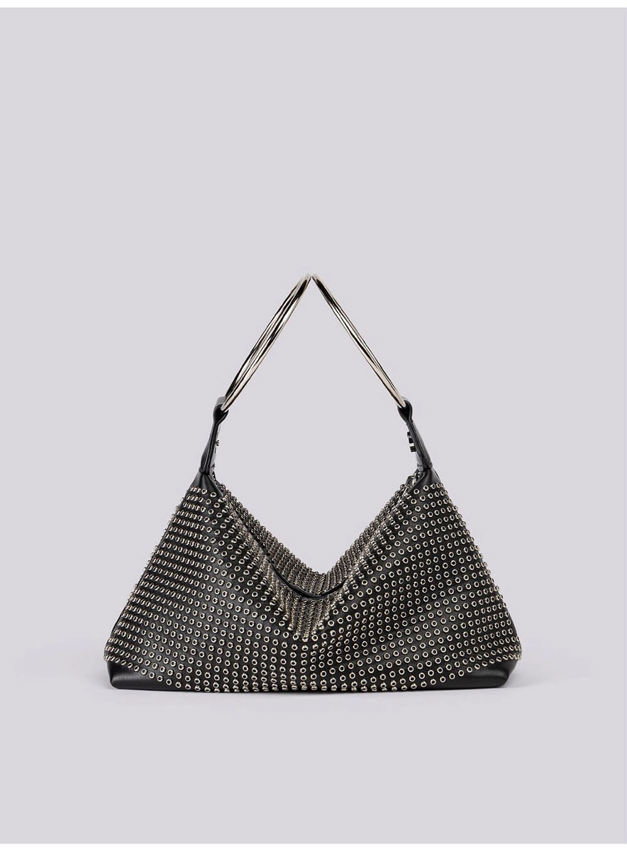 Bolsa Média Alça Em Argolas Preto Lcecci