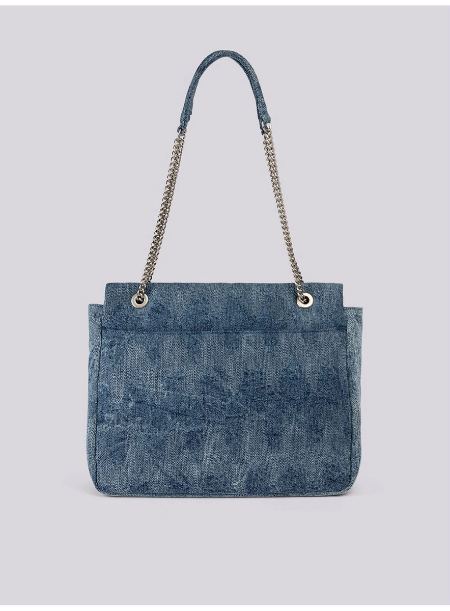 Bolsa Jeans Alça Em Corrente Índigo Médio Lcecci