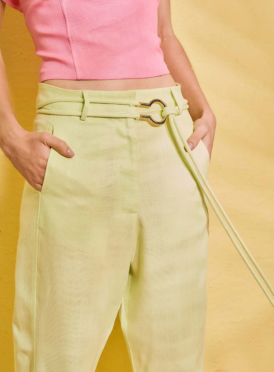 Calça Basic Comfort Com Cinto Verde Souisy