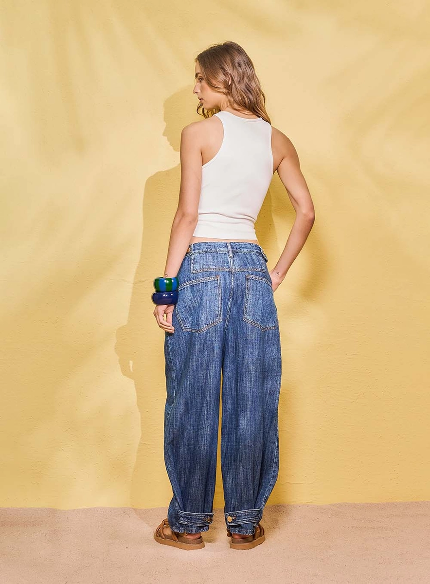 Calça Jeans Comfort Com Lavagem Estruturada Índigo Souisy