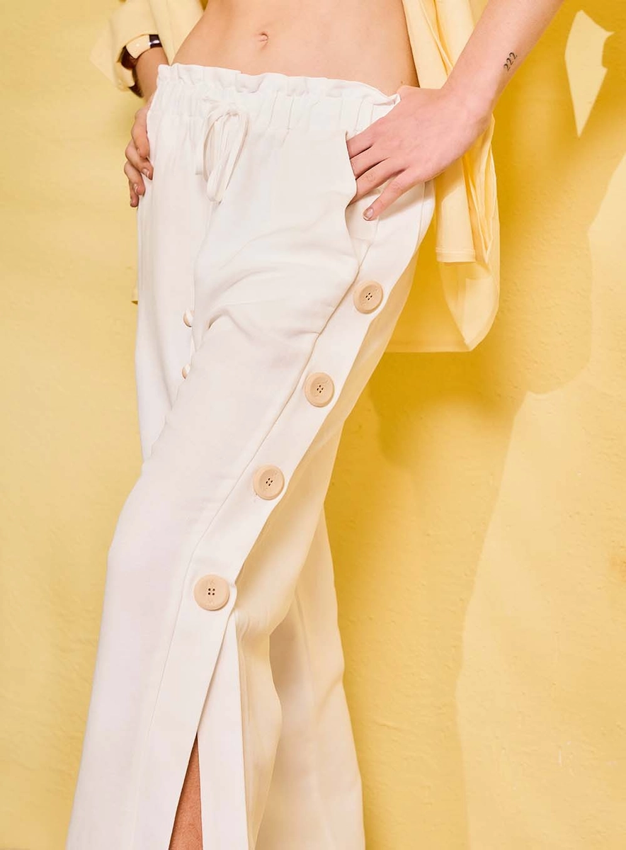 Calça Comfort Wide Leg Cós Elástico Off Shell Souisy