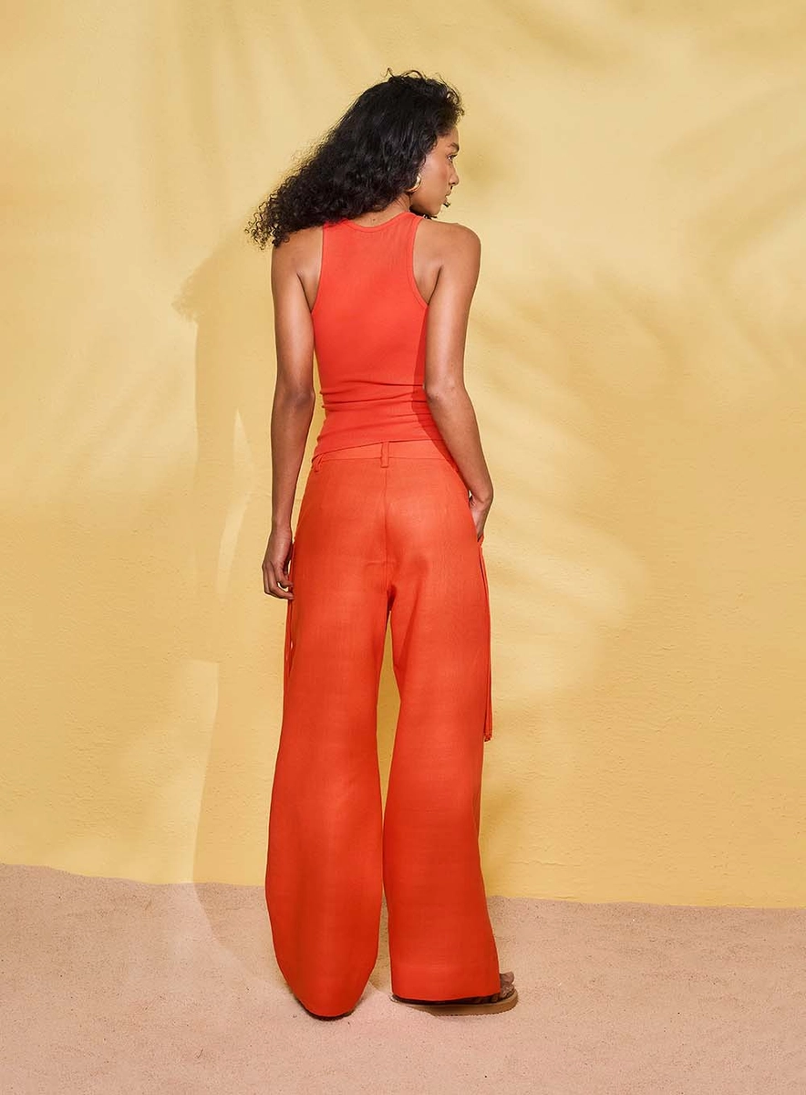 Calça Com Tranças Laranja Souisy